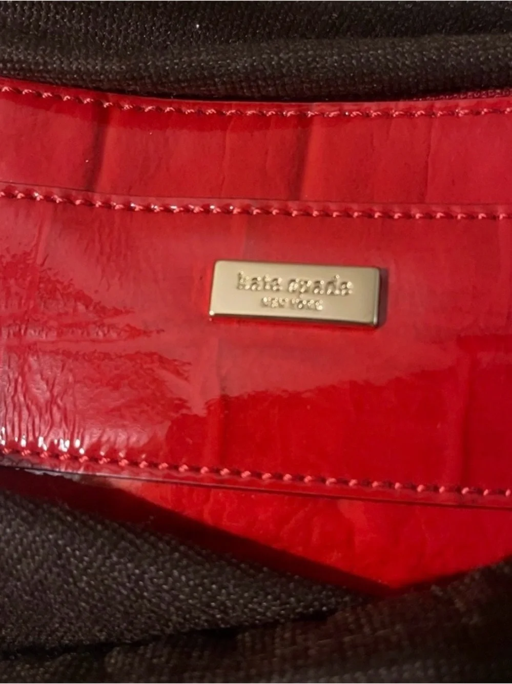 Kate Spade Knightsbridge Red Croc Patent Leather Bow Chain Shoulder Clutch
